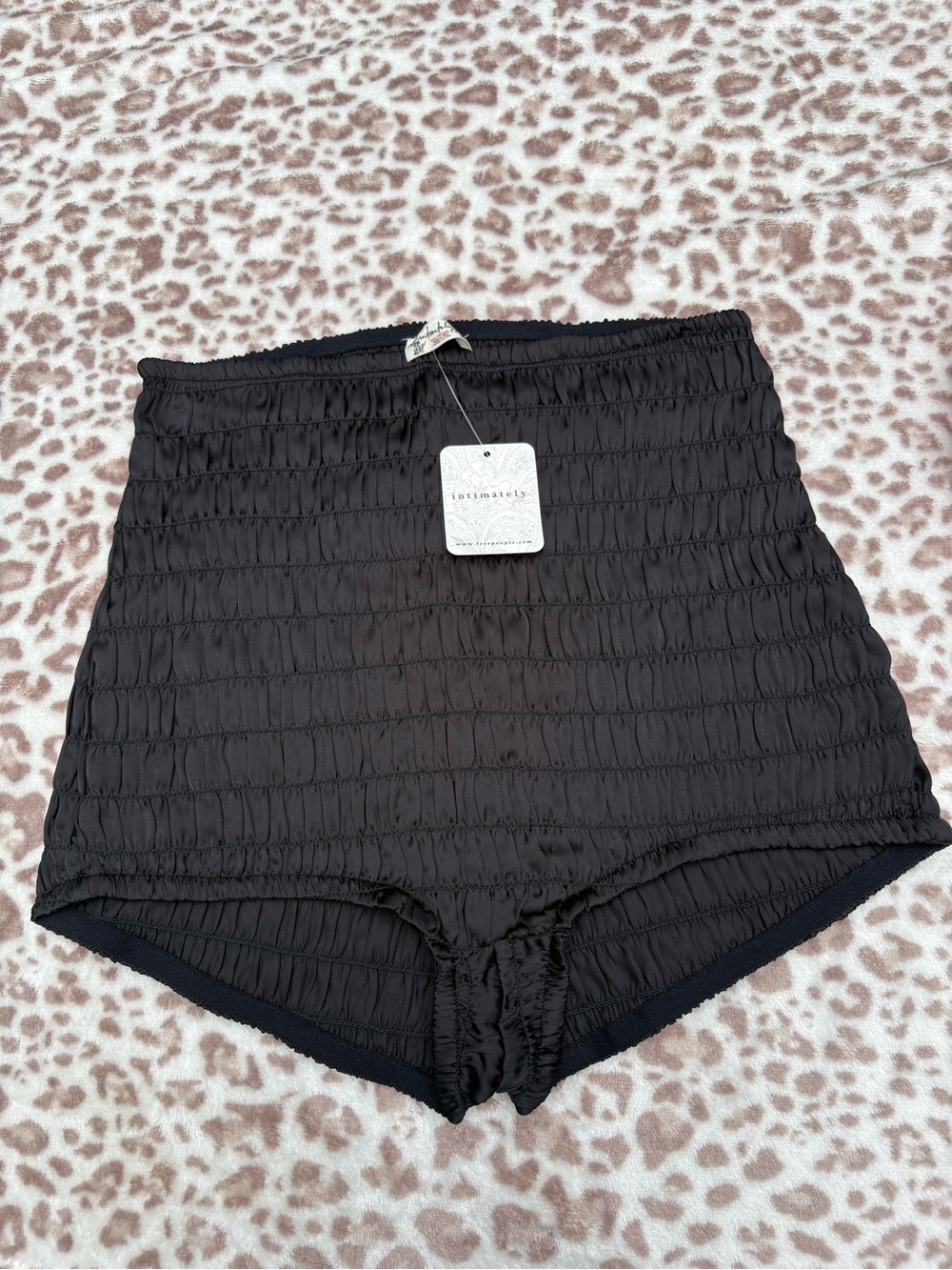 NWT Free People Intimately Black Smocked High Waist Hotpants Bloomers Shorts XS